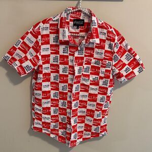 Coca Cola Red and White Patterned Men's Shirt size medium
